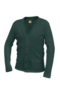 Green V-Neck Cardigan Sweater