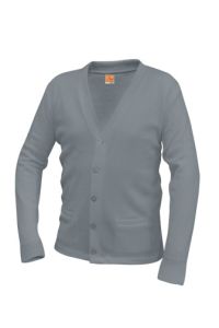 Grey V-Neck Cardigan Sweater w/TV Logo